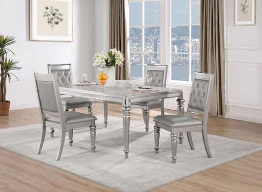 Bling Game 5-piece Rectangular Dining Set Metallic Platinum