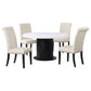 Sherry 5-piece Round Marble Top Dining Table Set Beige