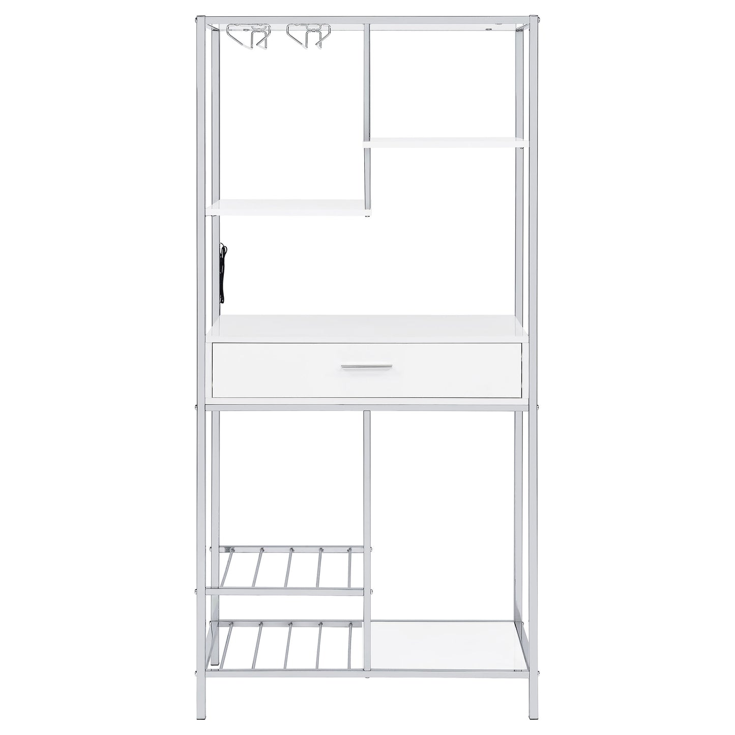 Figueroa 5-shelf Wine Storage Bar Cabinet White High Gloss