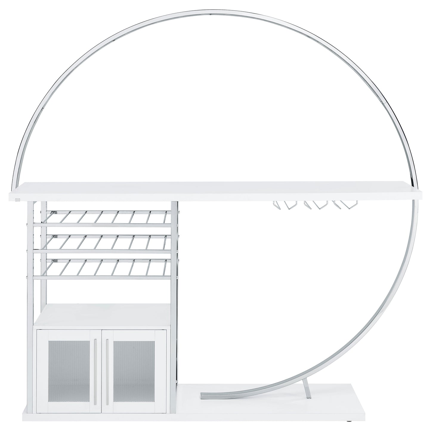 Risley 2-door Circular LED Home Bar Cabinet White High Gloss