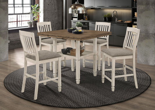 Sarasota 5-piece Drop Leaf Counter Dining Set Rustic Cream