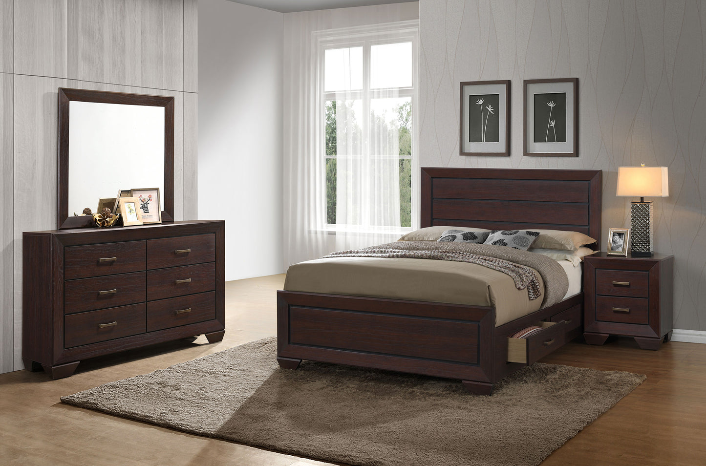 Kauffman 4-piece Eastern King Bedroom Set Dark Cocoa