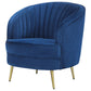 Sophia Upholstered Channel Tufted Barrel Accent Chair Blue