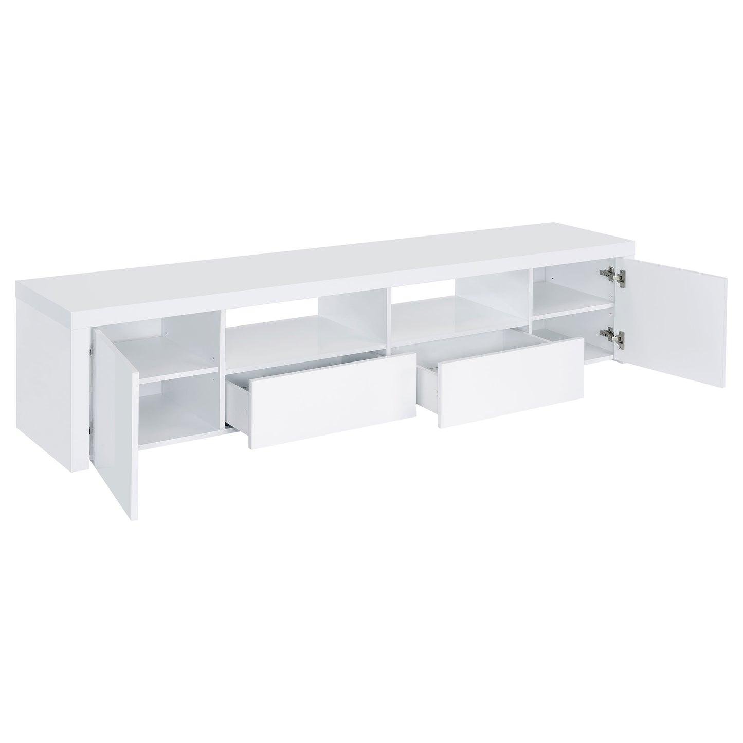 Jude 2-door Engineered Wood 79" TV Stand High Gloss White