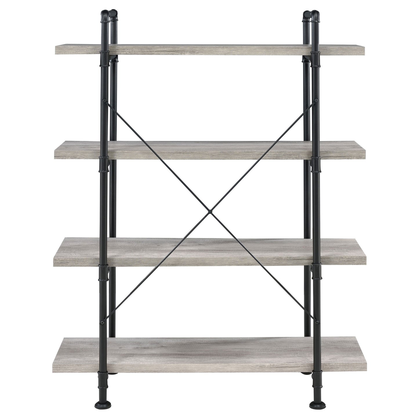 Delray 56-inch 4-shelf Bookshelf Grey Driftwood and Black