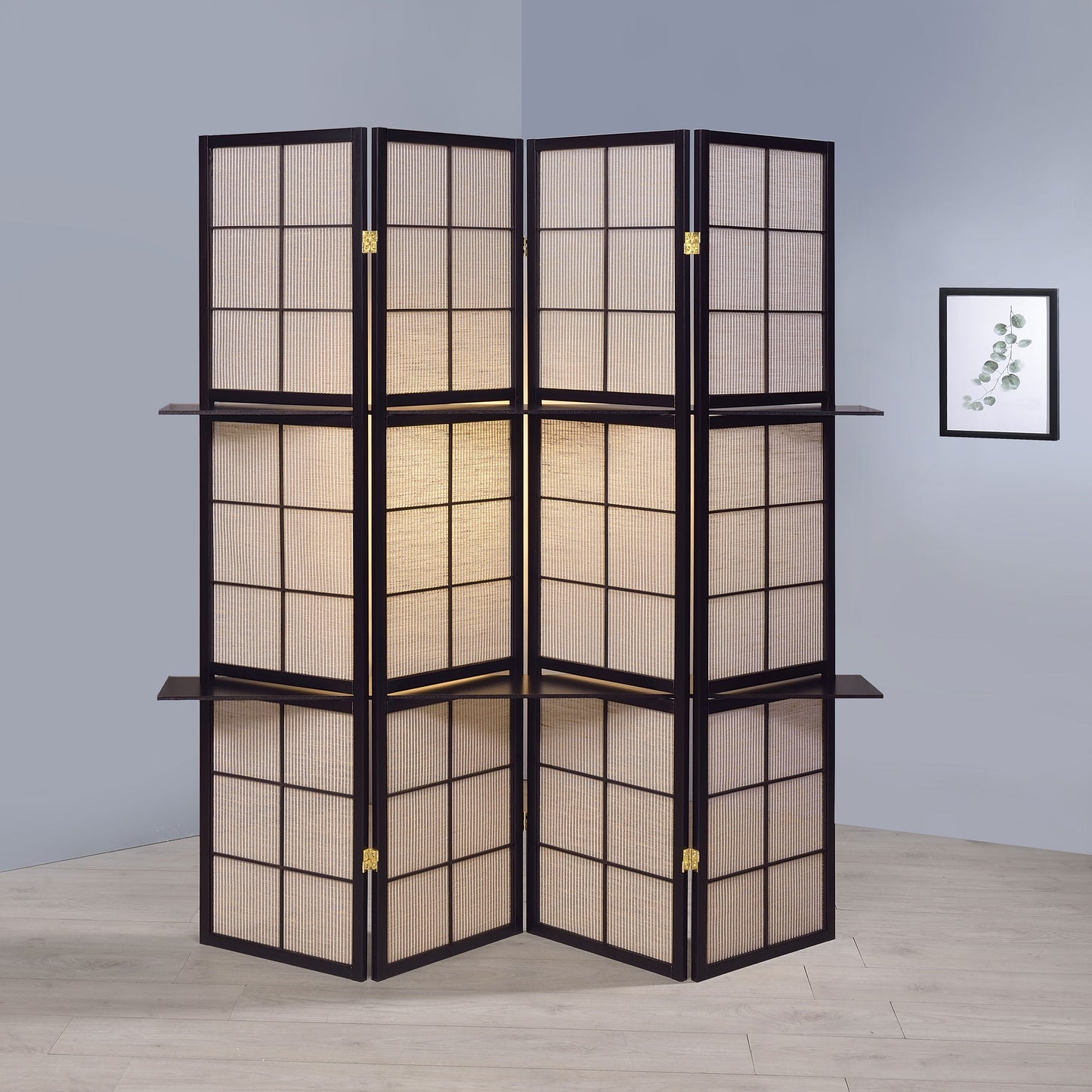 Iggy 4-Panel Room Divider Folding Shoji Screen Cappuccino