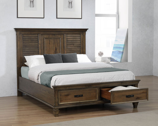 Franco Wood Queen Storage Panel Bed Burnished Oak