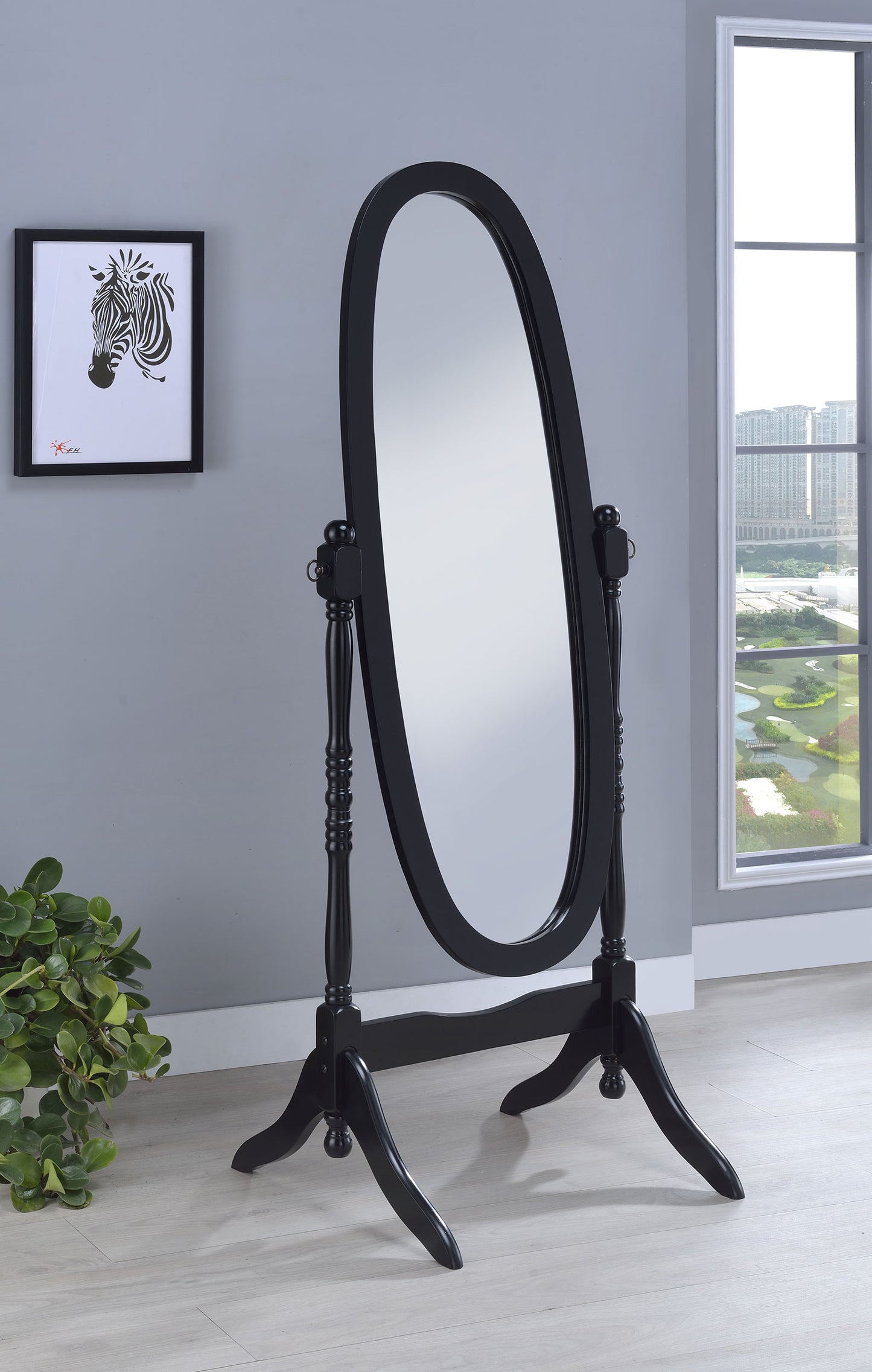 Foyet Wood Adjustable Full Length Cheval Mirror Black