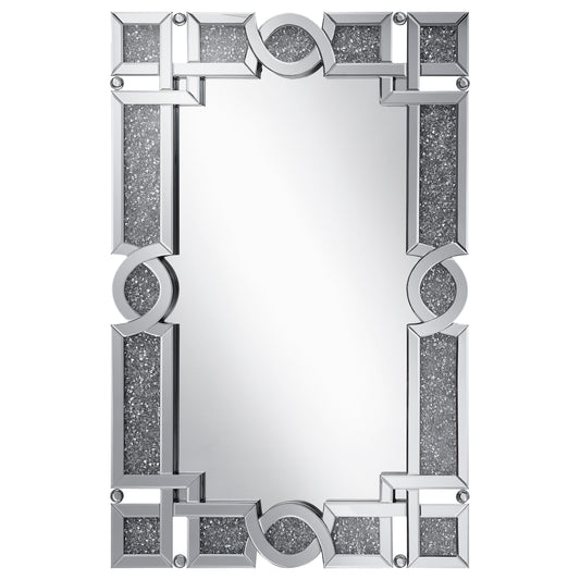 Jackie 32 x 47 Inch Acrylic Crystal Frame Wall Mirror Silver