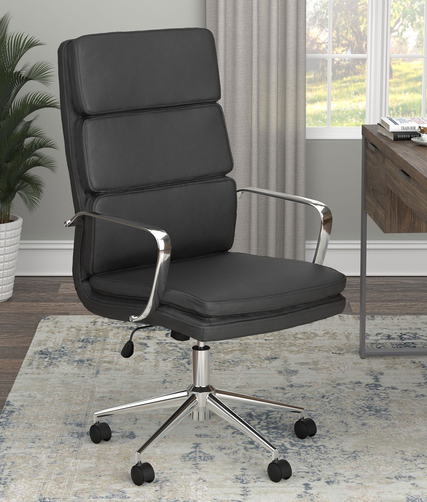 Ximena Upholstered Adjustable High Back Office Chair Black