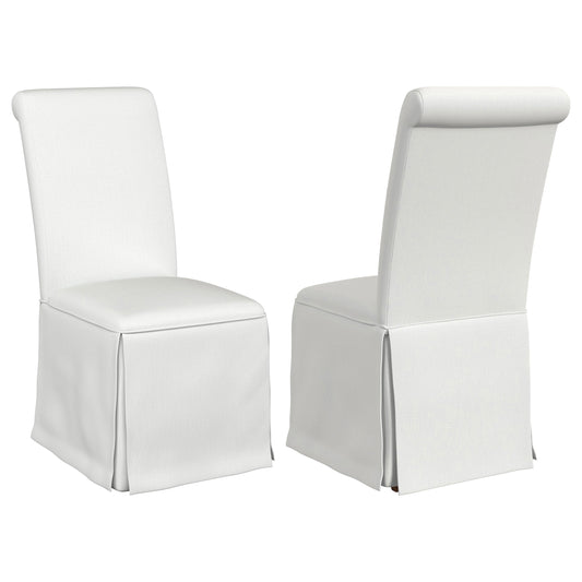 Shawna Upholstered Skirted Parson Dining Side Chair White (Set of 2)