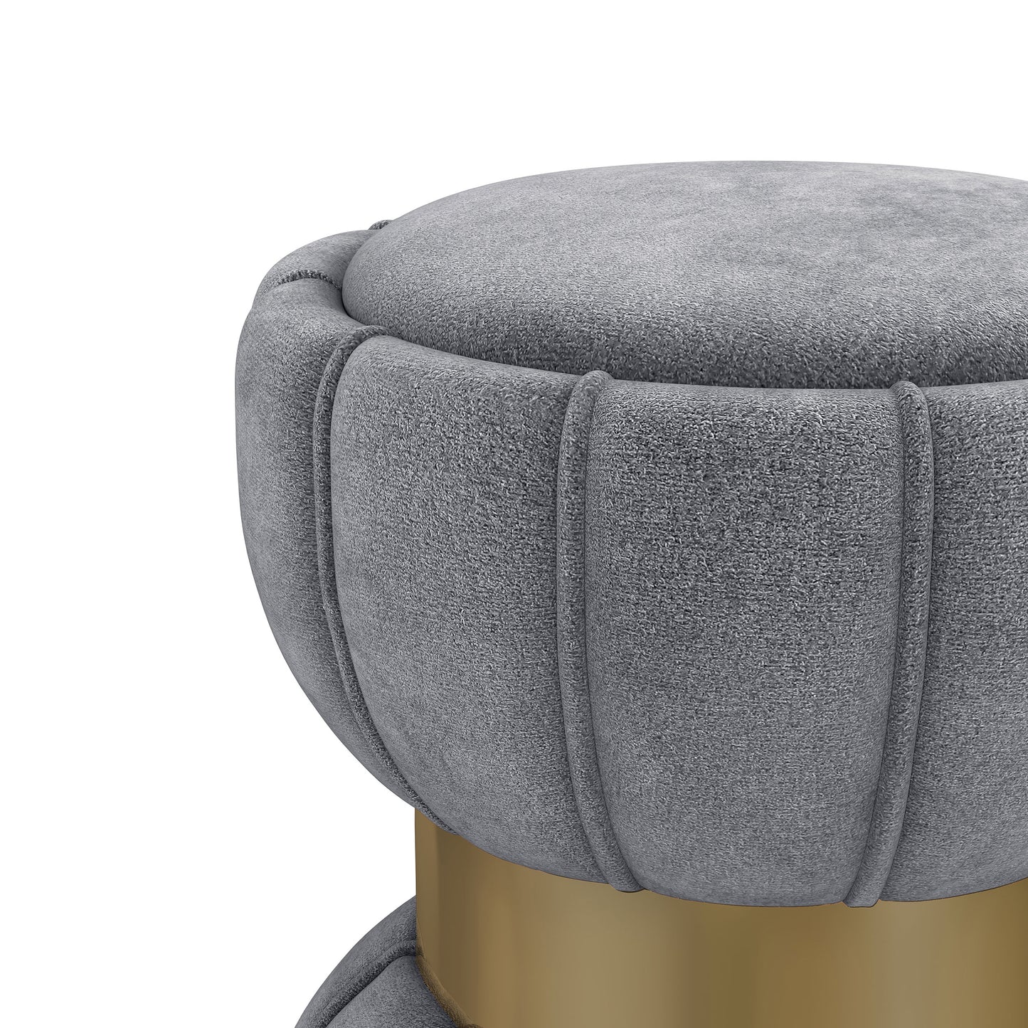 Sora Round Upholstered Ottoman Grey