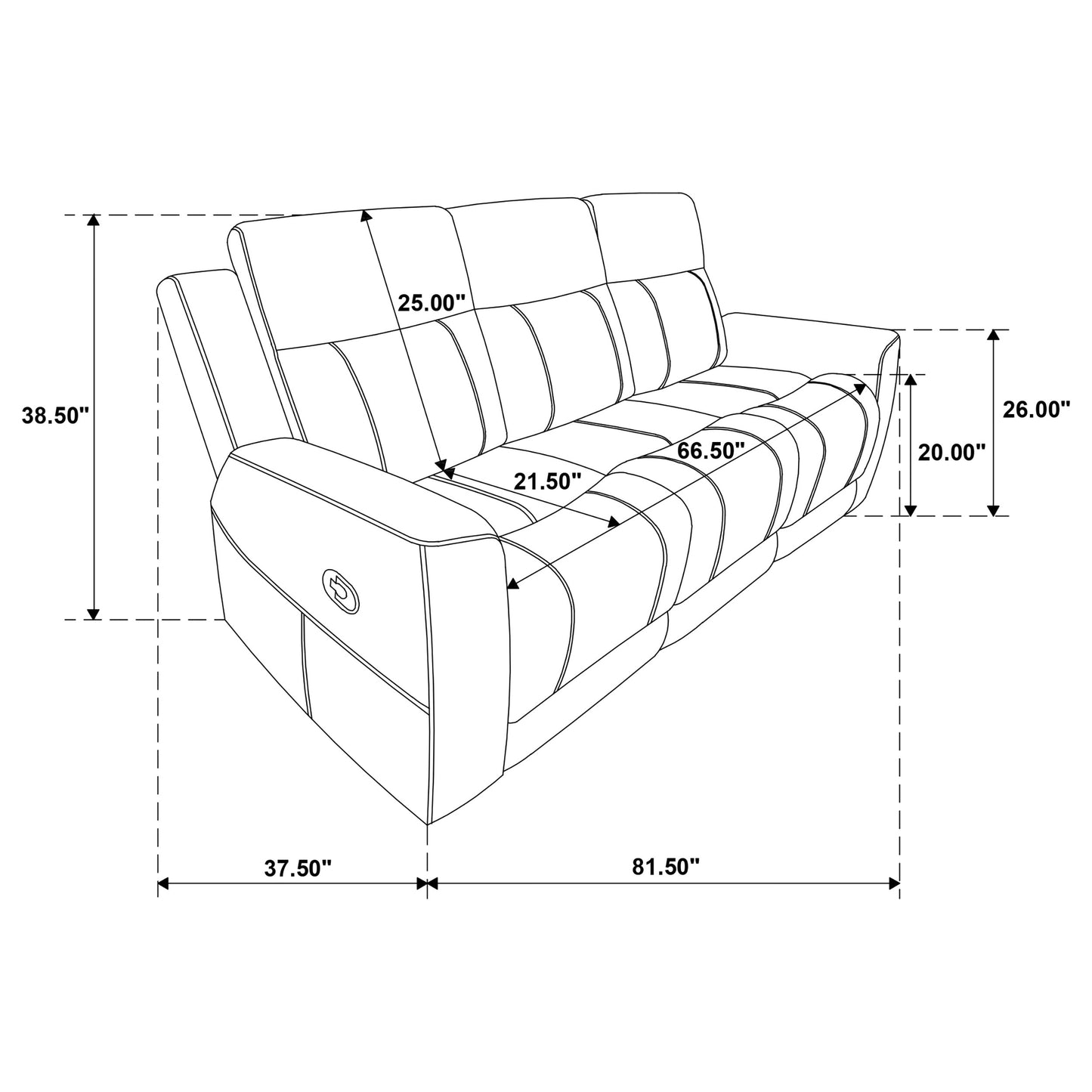 Brentwood Upholstered Motion Reclining Sofa Dark Charcoal