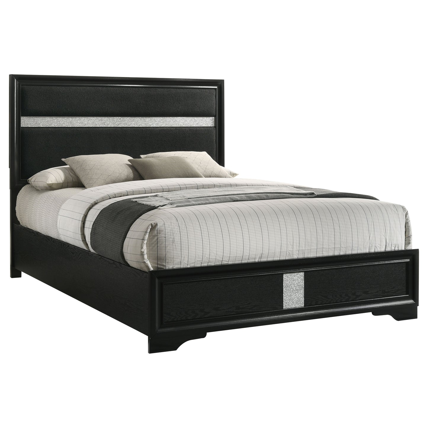 Miranda 54-inch Upholstered California King Panel Bed Black