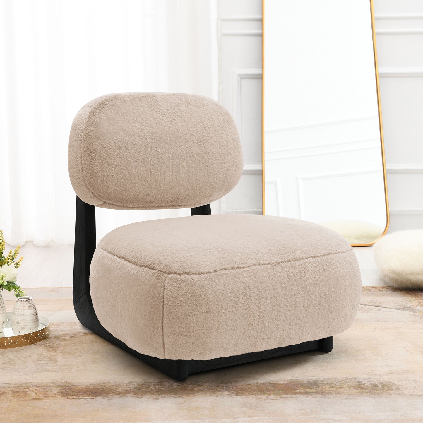 Duffie Upholstered Armless Accent Chair Camel