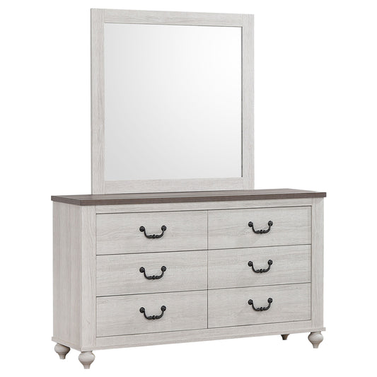 Stillwood 6-drawer Dresser with Mirror Vintage Linen