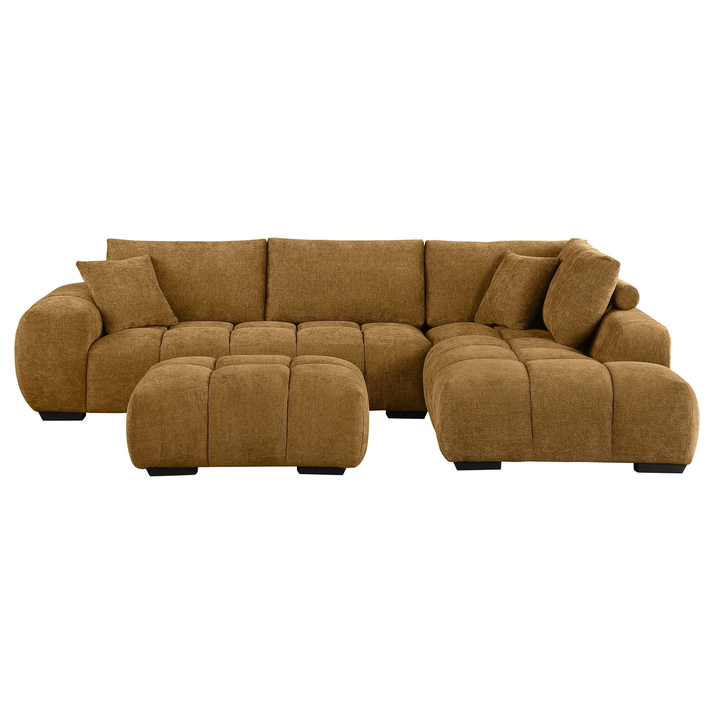 Camacho Upholstered Sectional Sofa with Ottoman Set Amber