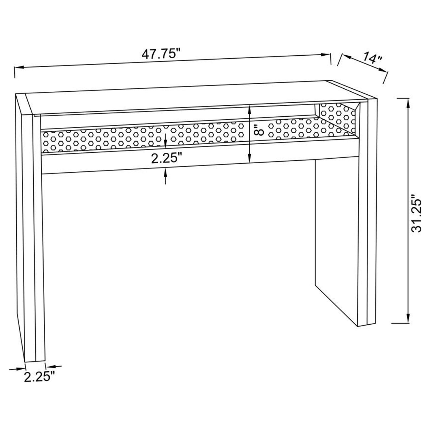 Edna Mirrored Acrylic Console Table LED Lighting Silver