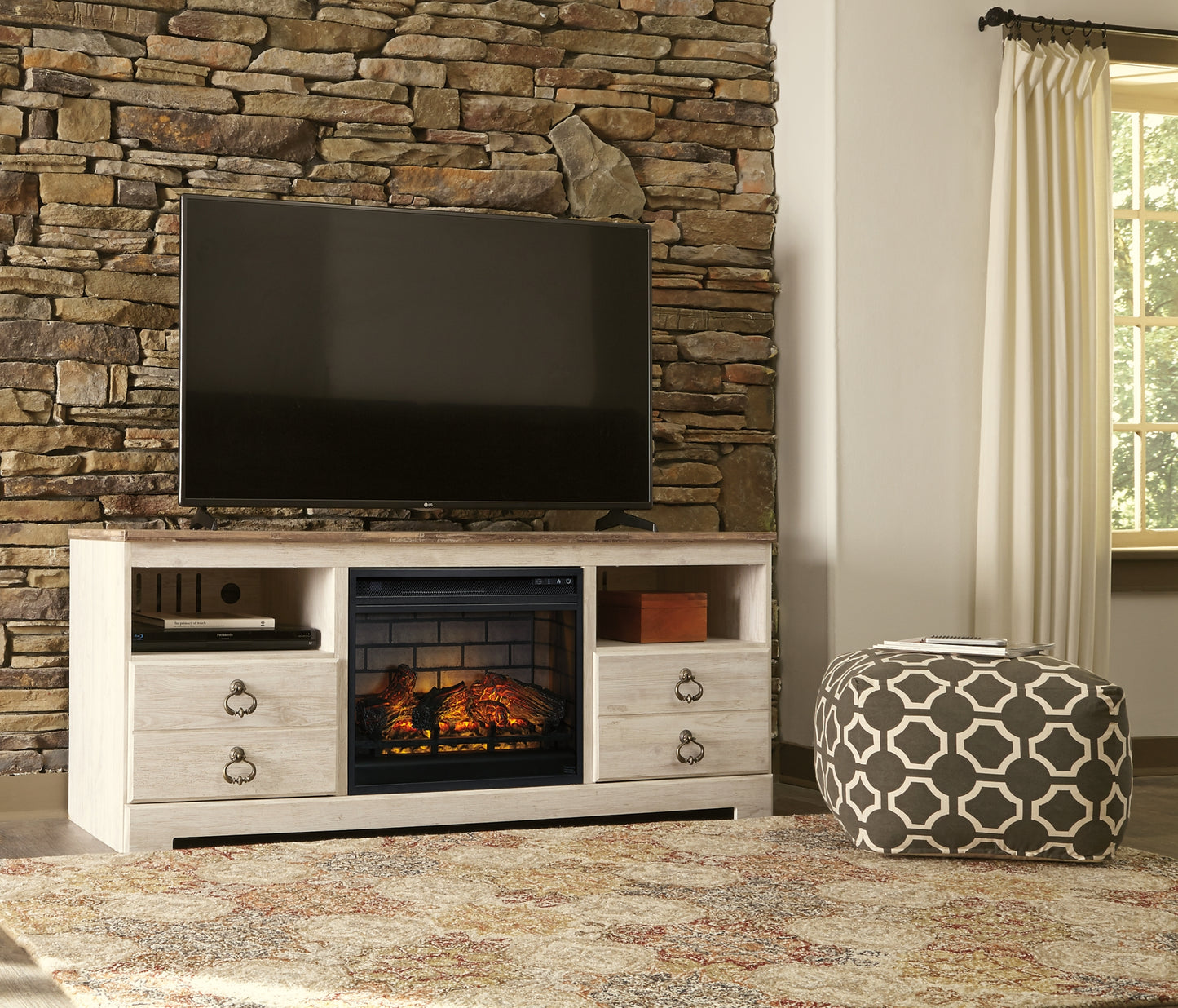 Willowton LG TV Stand w/Fireplace Option