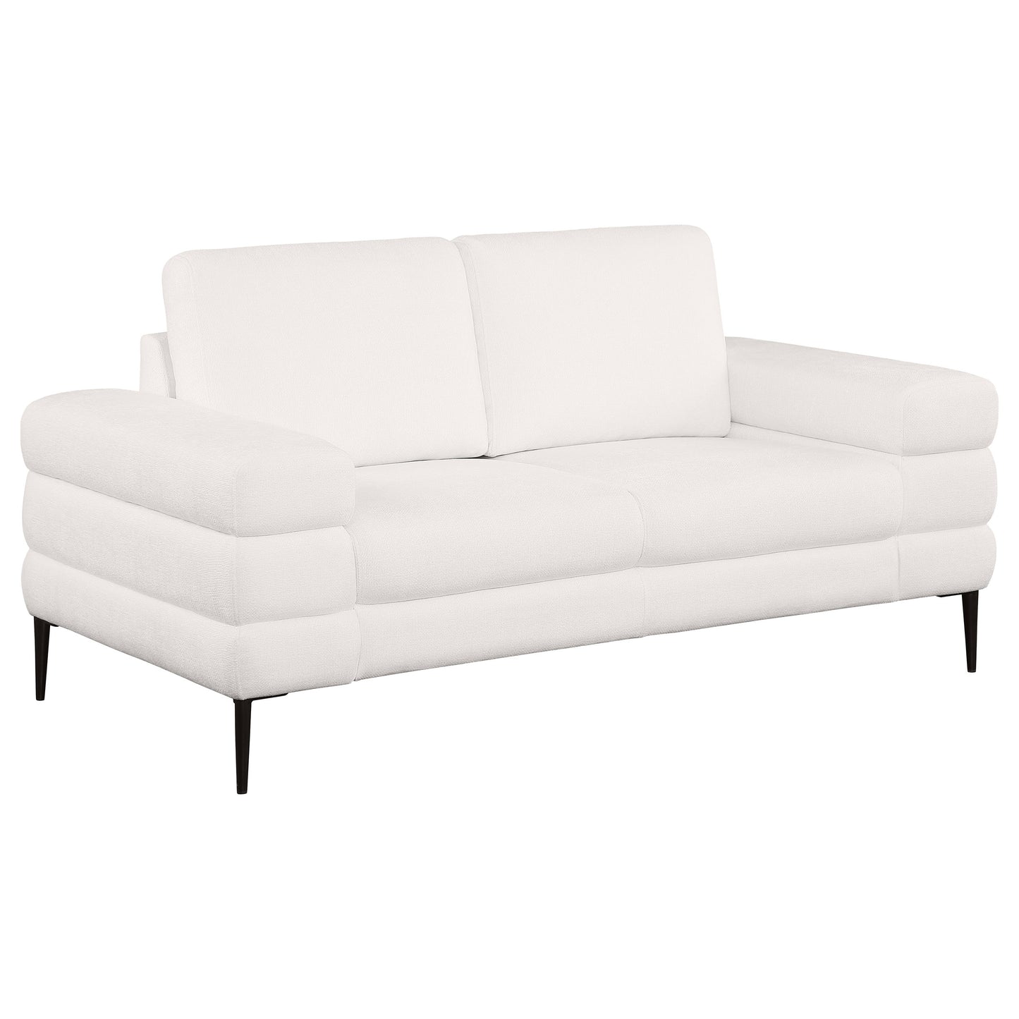 Jessel Chenille Upholstered Track Arm Loveseat Ivory