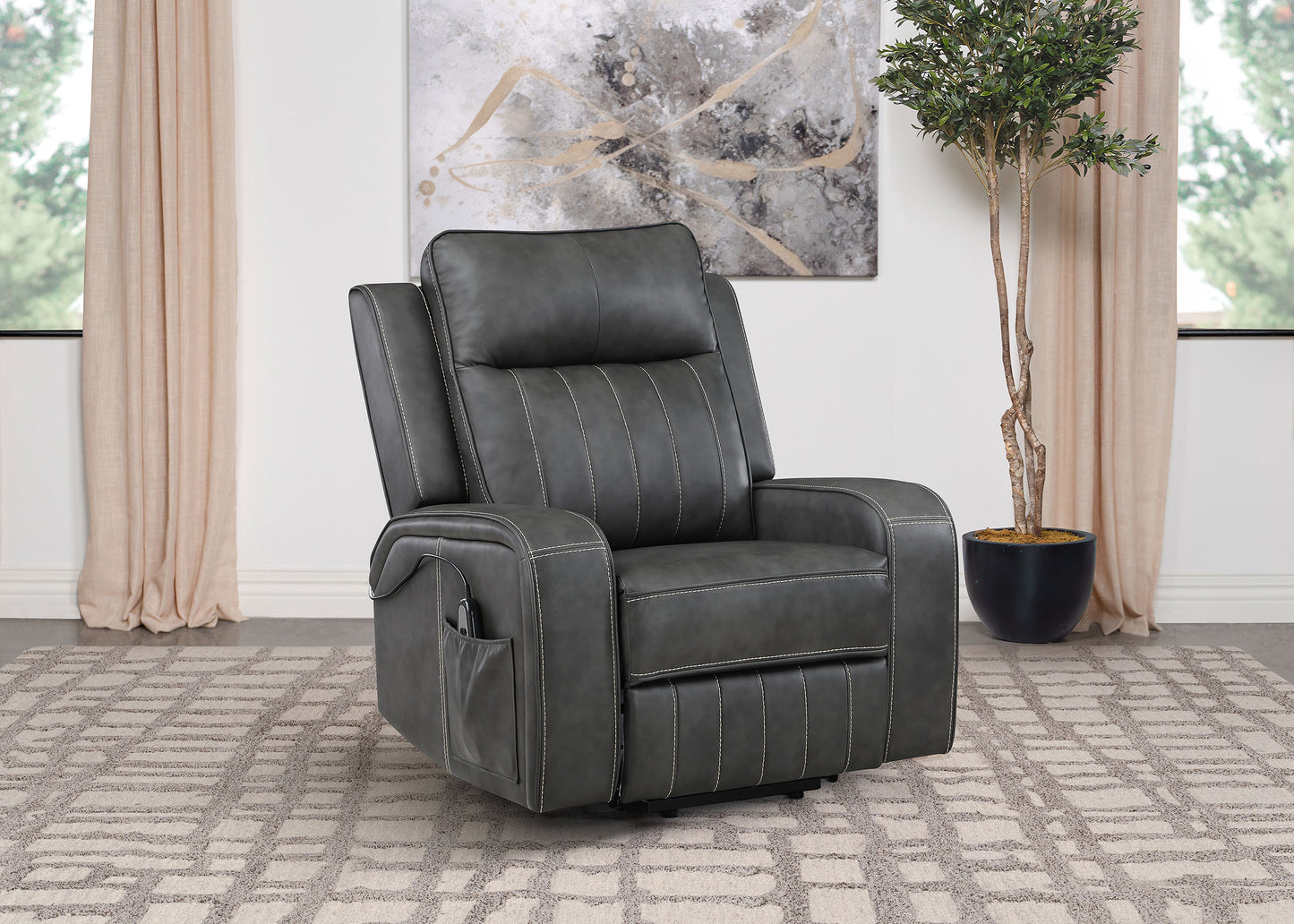 Raelynn Upholstered Power Lift Recliner Chair Grey