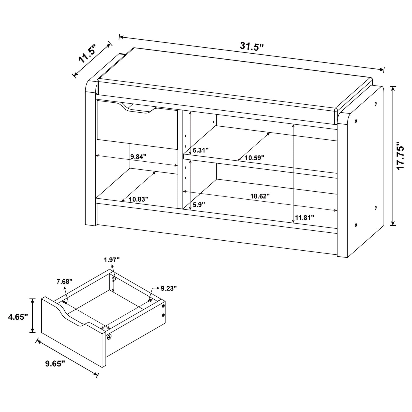 Arrington Storage Bench White Oak