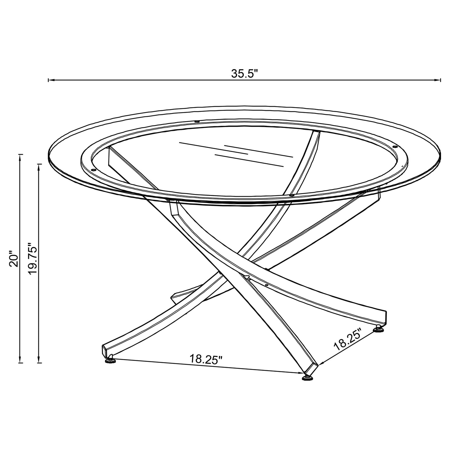 Brooke 2-piece Round Glass Top Coffee Table Set Brass