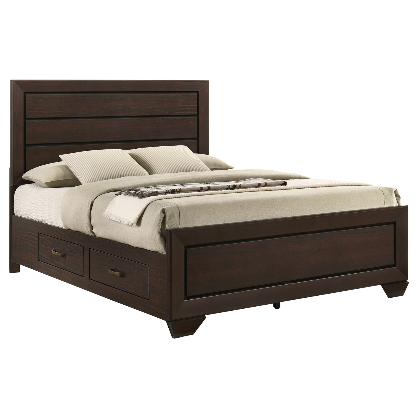 Kauffman Wood California King Storage Panel Bed Dark Cocoa