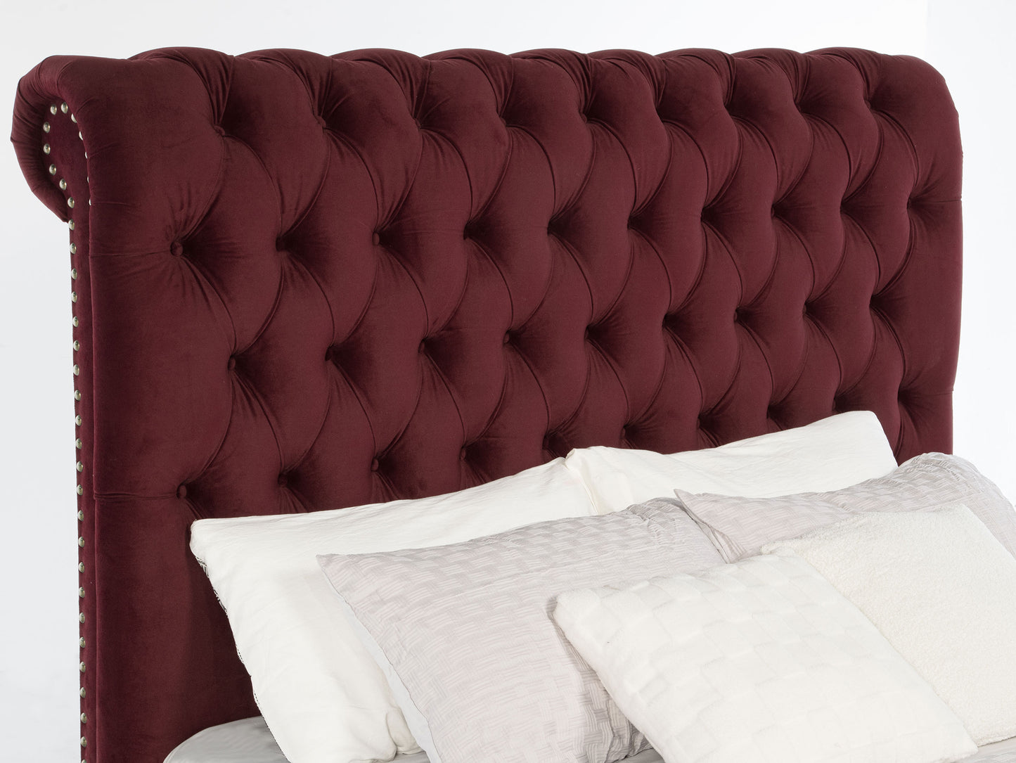 Devon 57-inch Upholstered Queen Panel Bed Wine Red