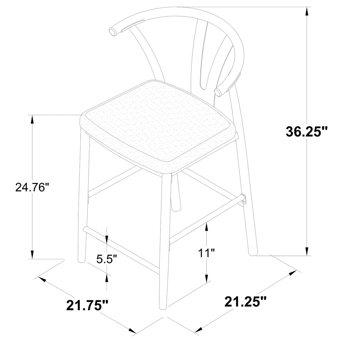 Dolman Counter Height Dining Side Chair Grey (Set of 2)