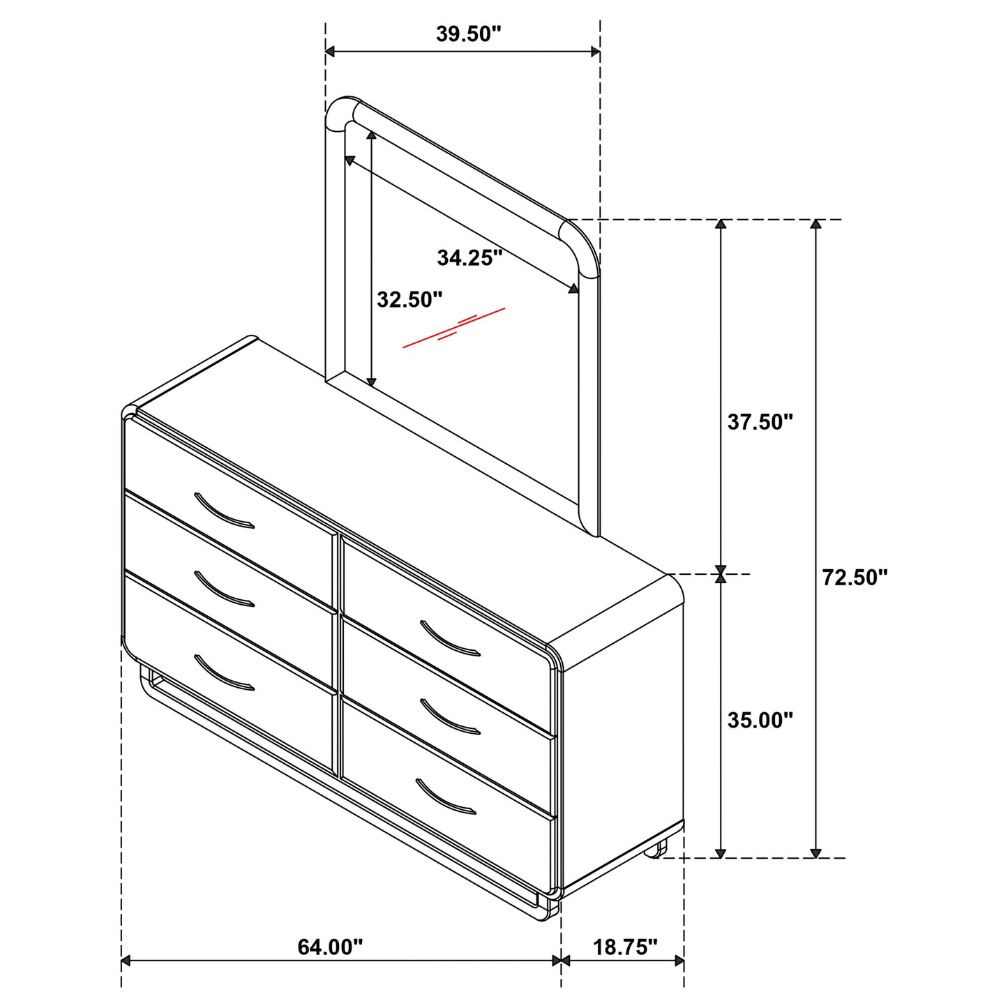 Amsbury 6-drawer Dresser and Mirror Nutmeg