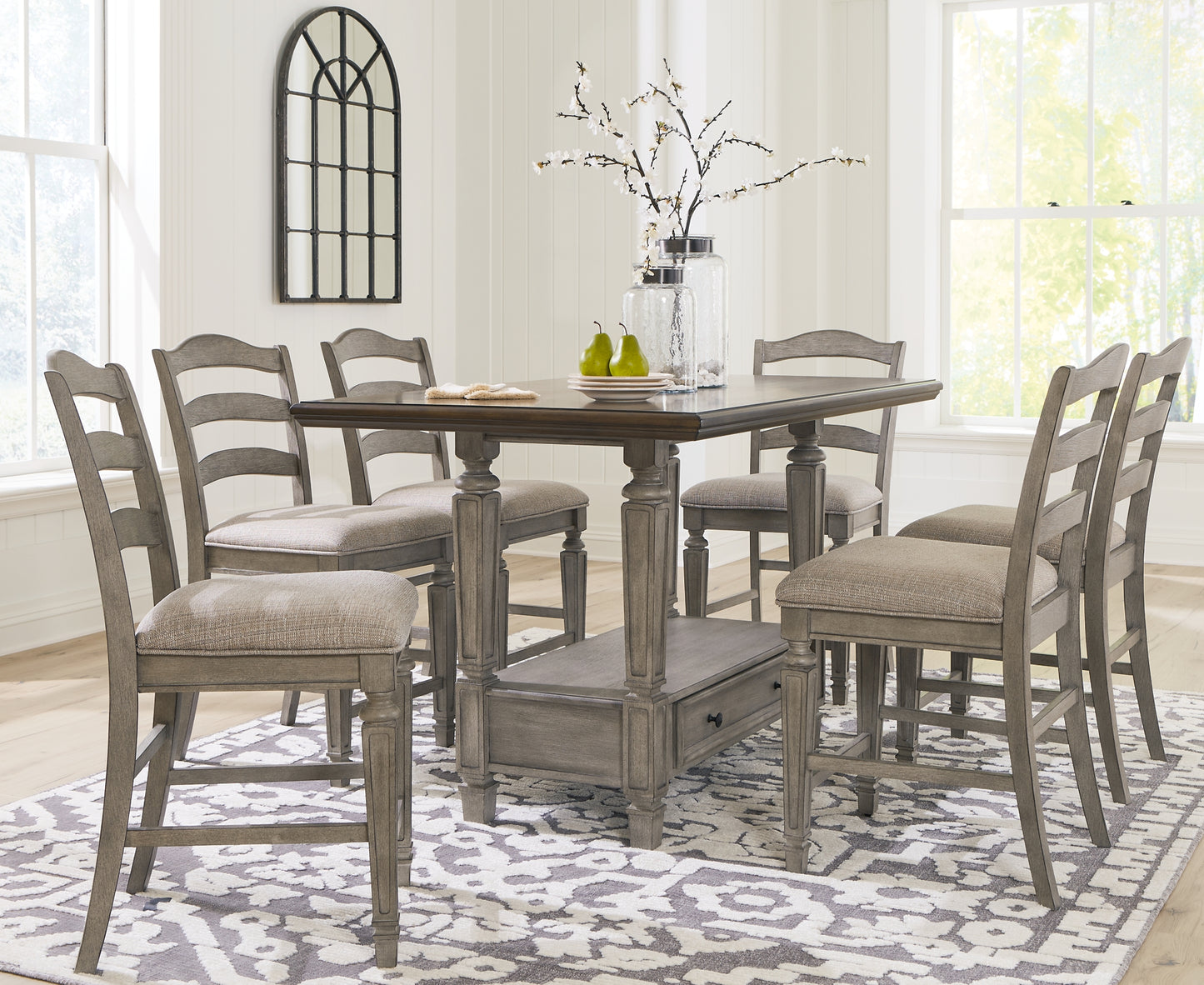 Lodenbay Counter Height Dining Table and 6 Barstools