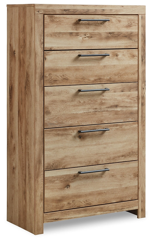 Hyanna Full Panel Storage Bed with Mirrored Dresser and Chest