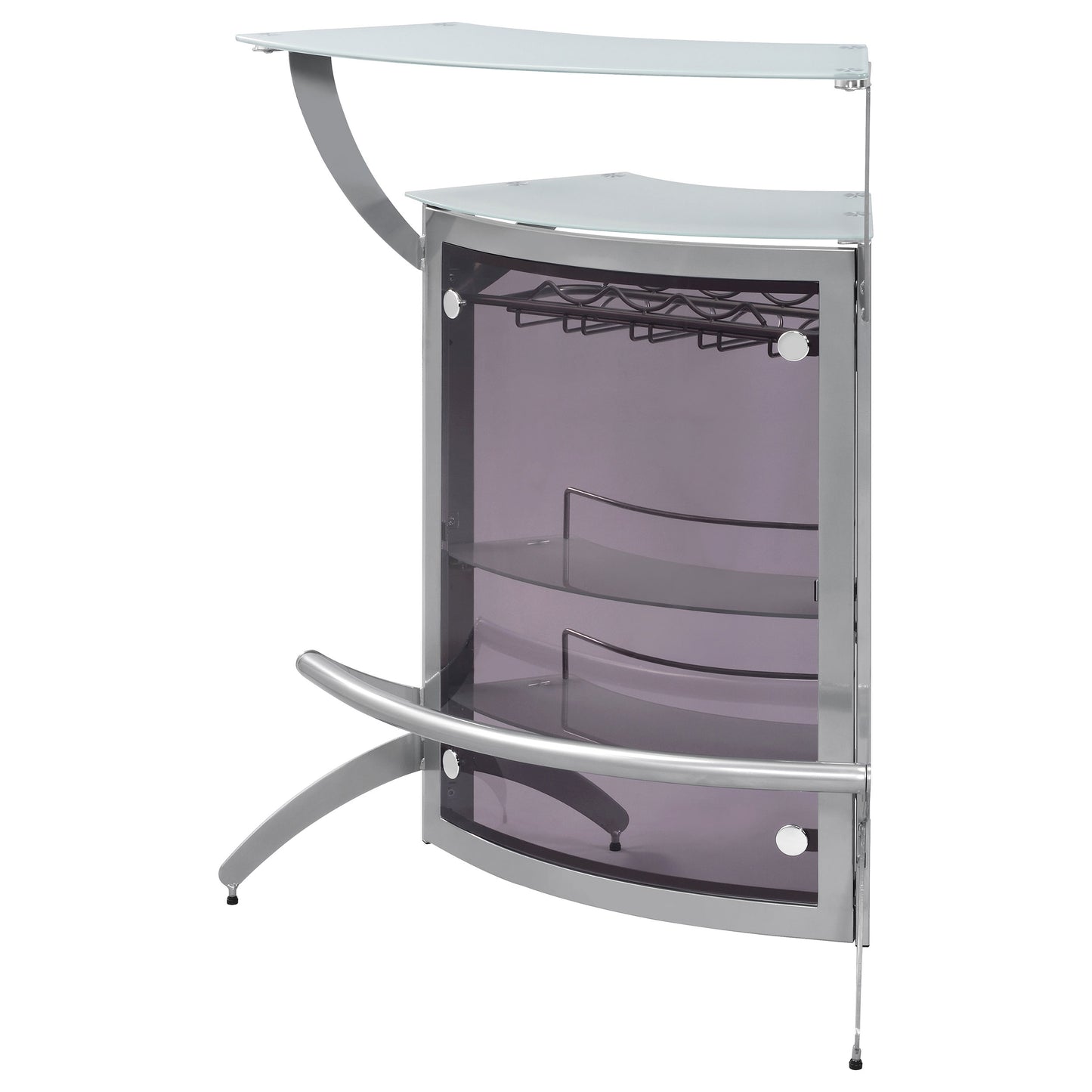 Dallas 2-shelf Curved Freestanding Home Bar Cabinet Silver