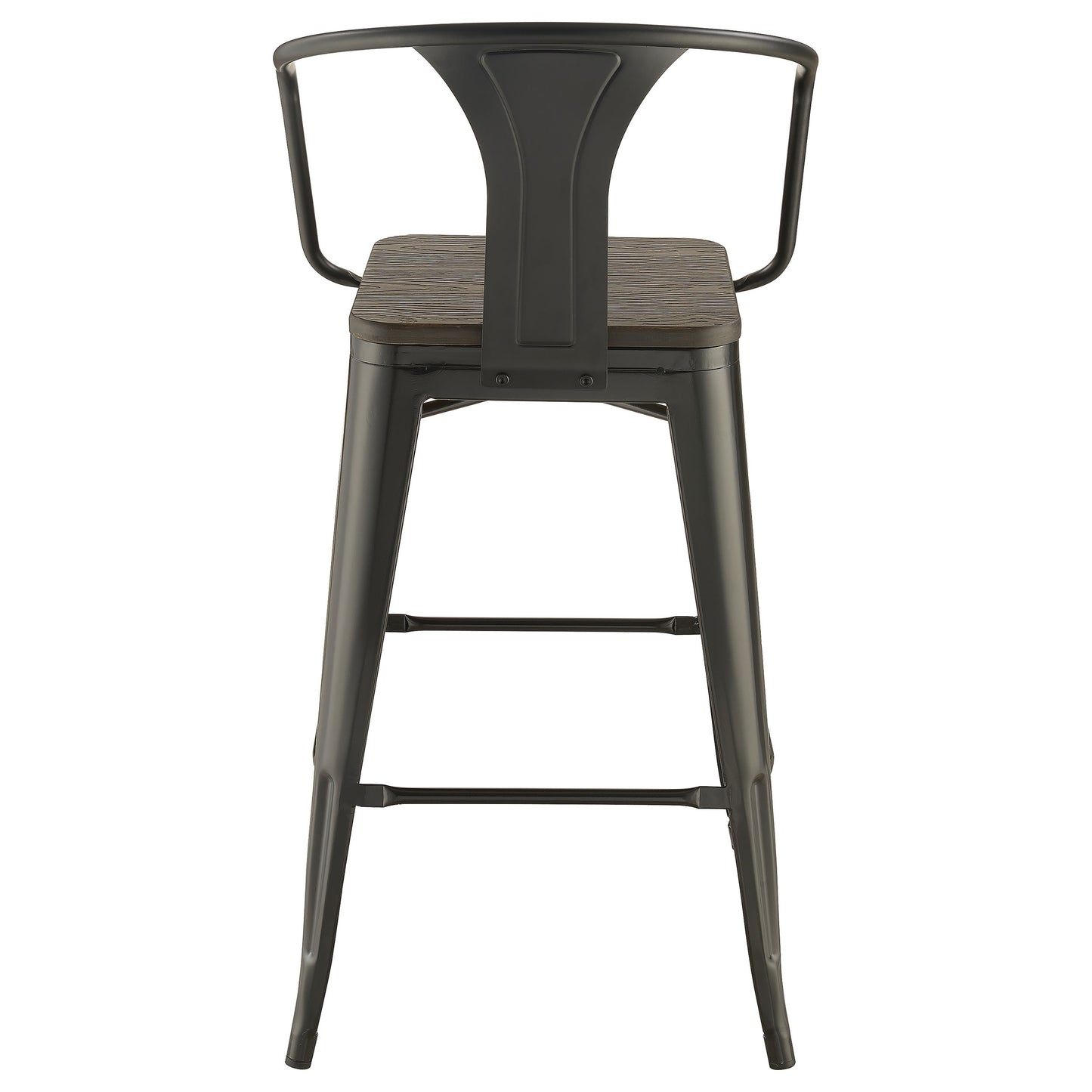 Cavalier Metal Bar Chair Dark Elm and Matte Black (Set of 2)