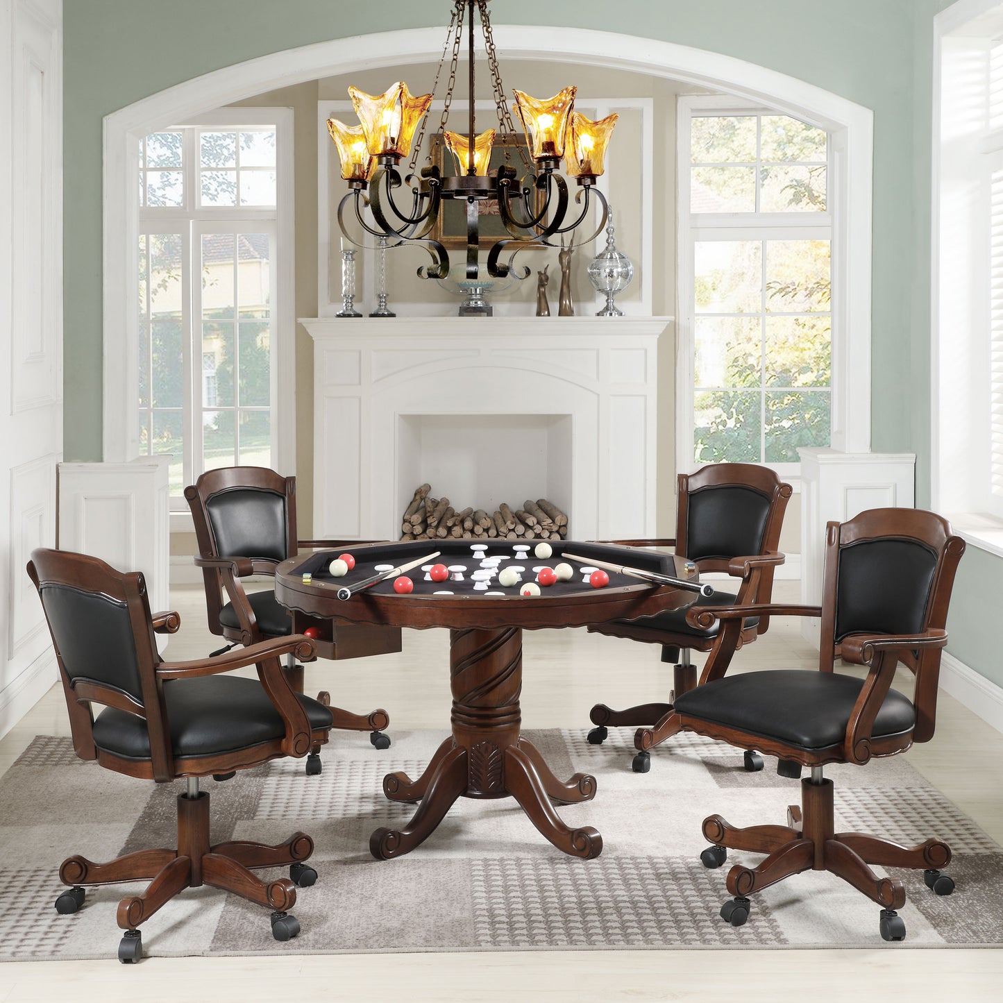 Turk 5-piece 3-in-1 Dining and Game Table Set Tobacco