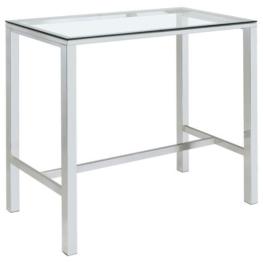 Tolbert Rectangular 47-inch Glass Top Pub Bar Table Chrome