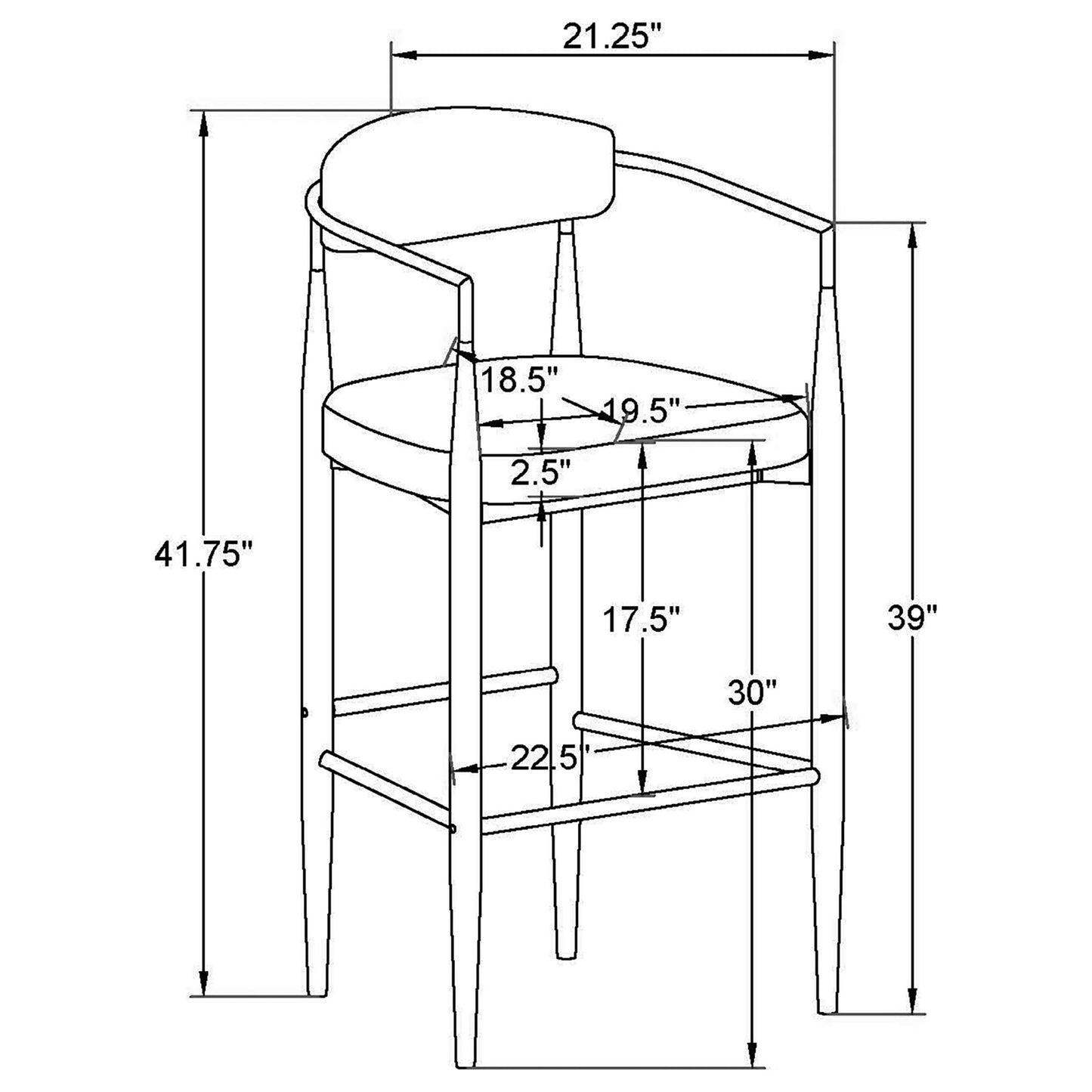 Tina Metal Pub Height Bar Stool with Upholstered Back and Seat Dark Grey (Set of 2)