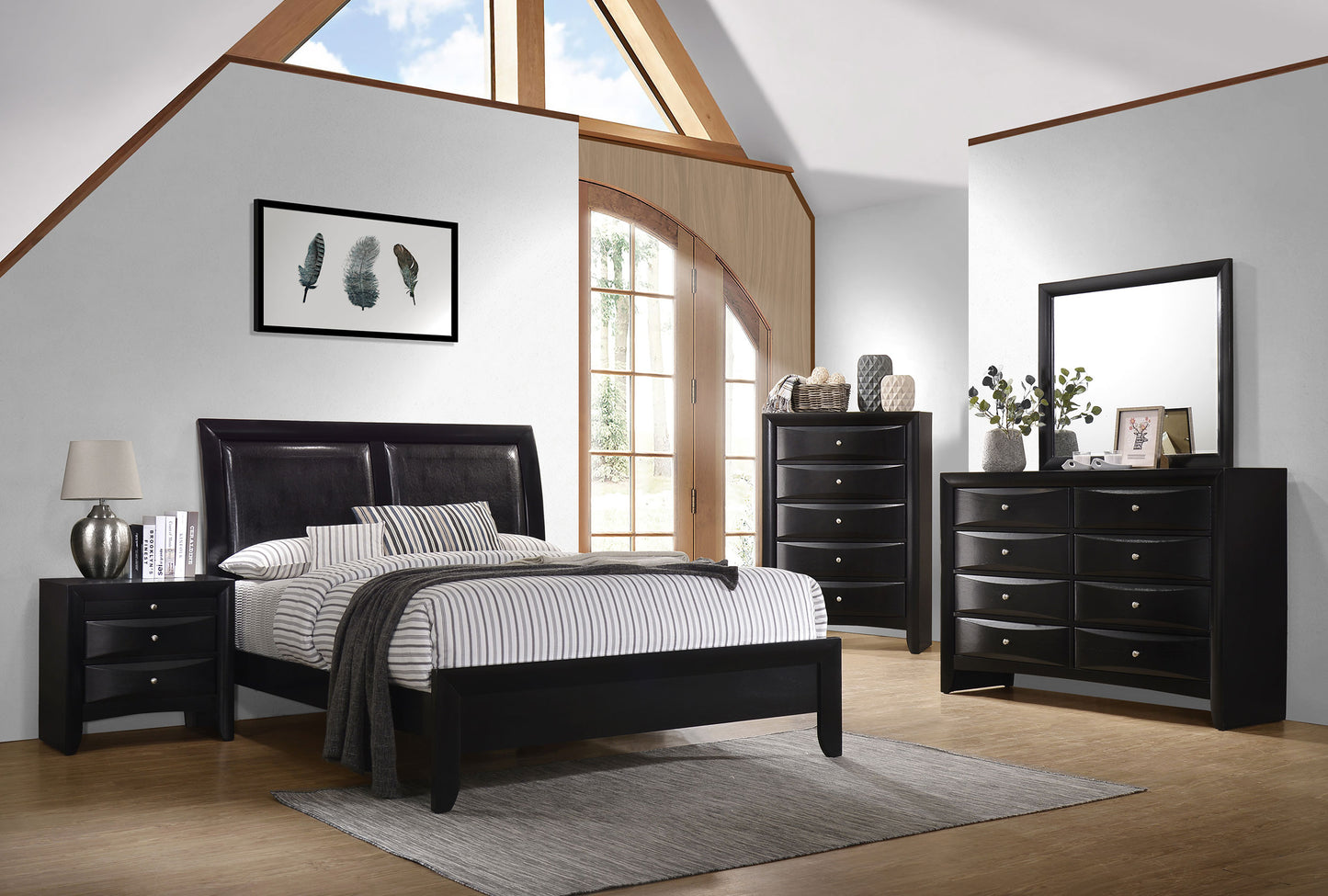 Briana Wood Queen Panel Bed Black