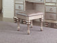 Bling Game Square Upholstered Vanity Stool Metallic Platinum