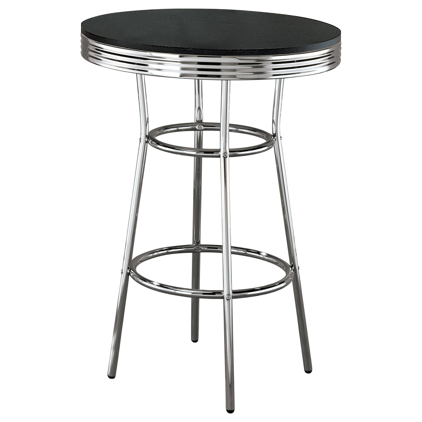 Retro Round 30-inch 1950's Bistro Pub Height Bar Table Black