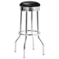 Retro Upholstered Metal Swivel Bar Stool Black (Set of 2)