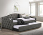 Sadie Upholstered Twin Daybed with Trundle Grey