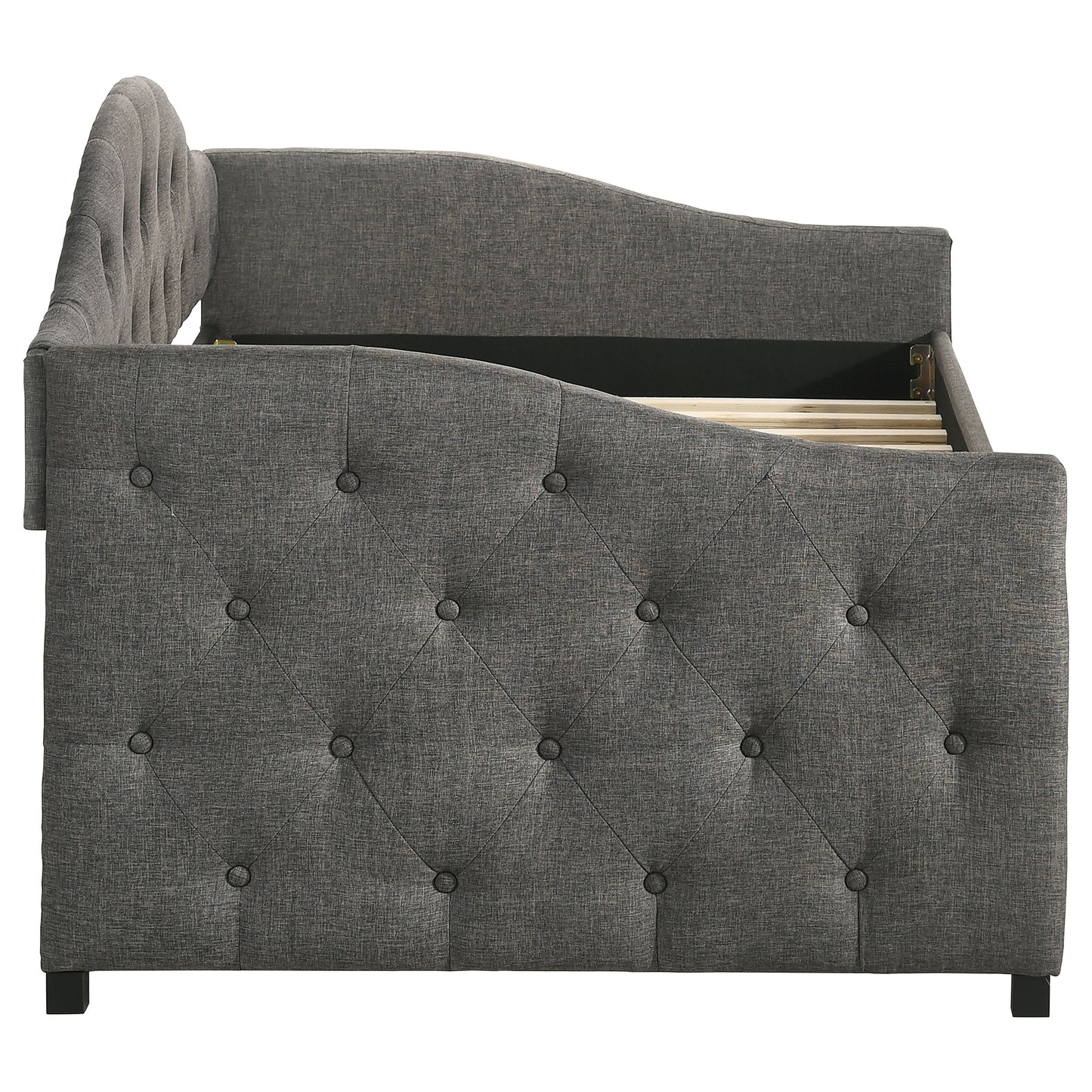 Sadie Upholstered Twin Daybed with Trundle Grey