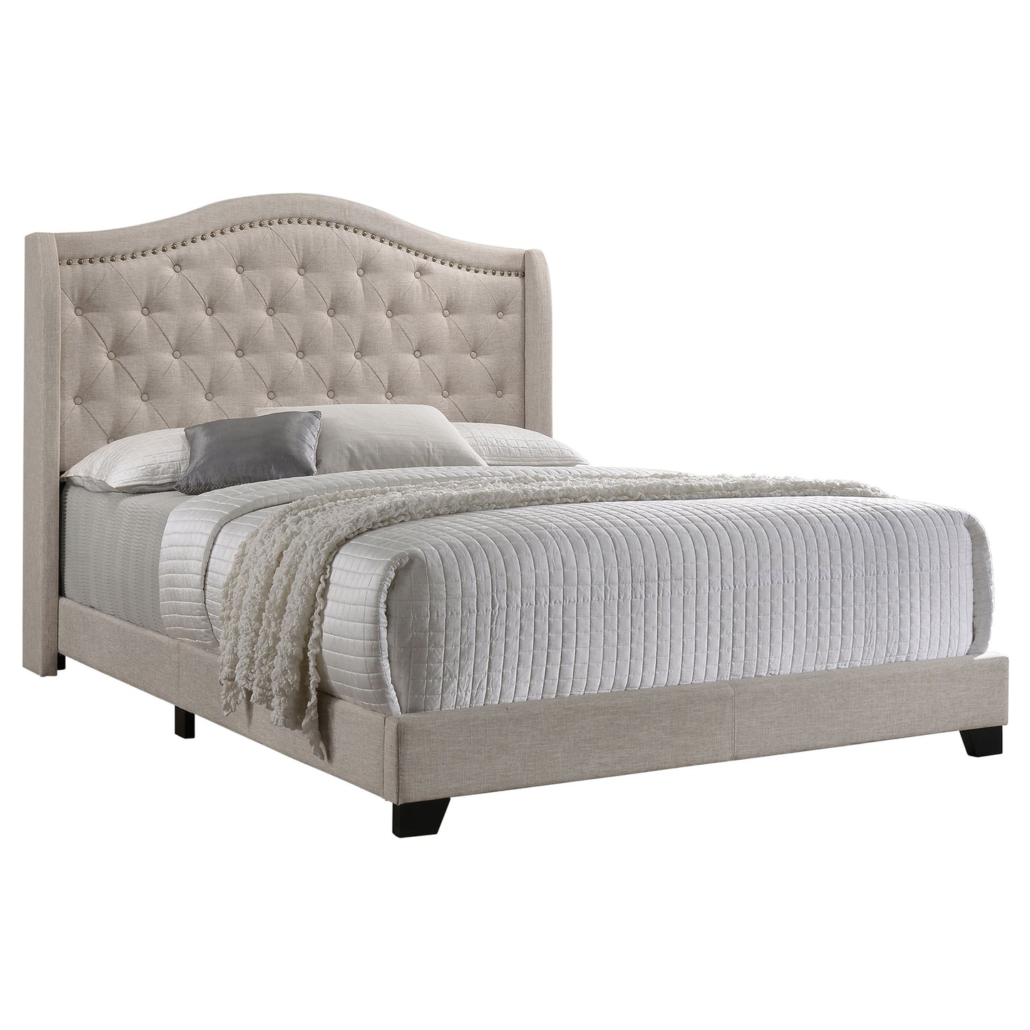 Sonoma Upholstered Full Wingback Bed Beige