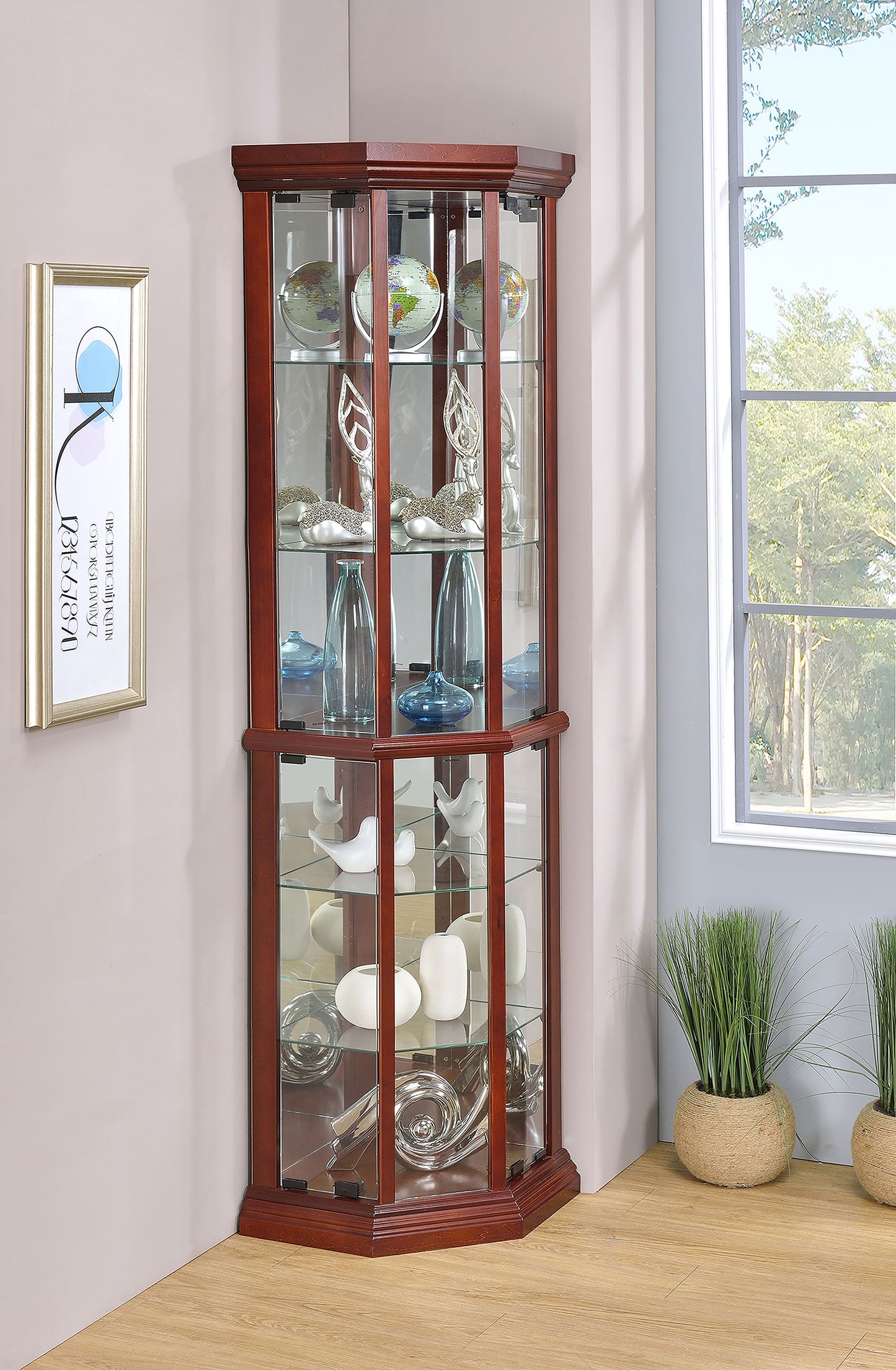 Appledale 6-shelf Corner Curio Display Cabinet Medium Brown