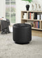 Bowman Round Upholstered Tufted Swivel Ottoman Black