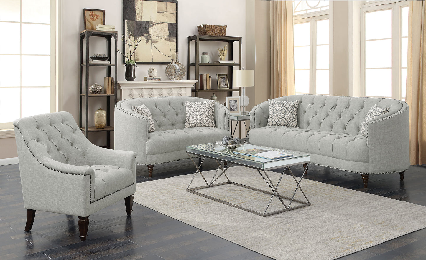 Avonlea Upholstered Sloped Arm Sofa Grey Fabric