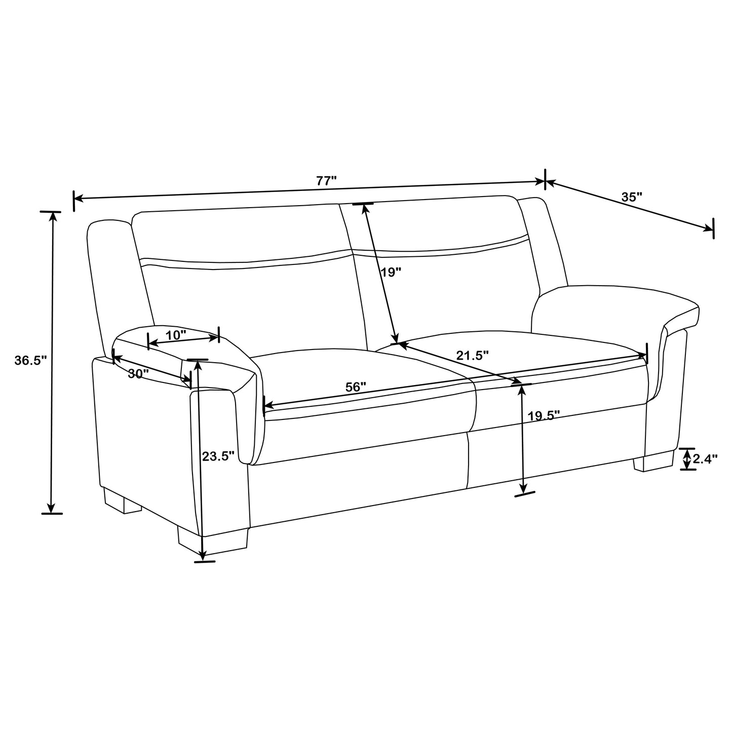 Arabella Upholstered Padded Arm Sofa Grey