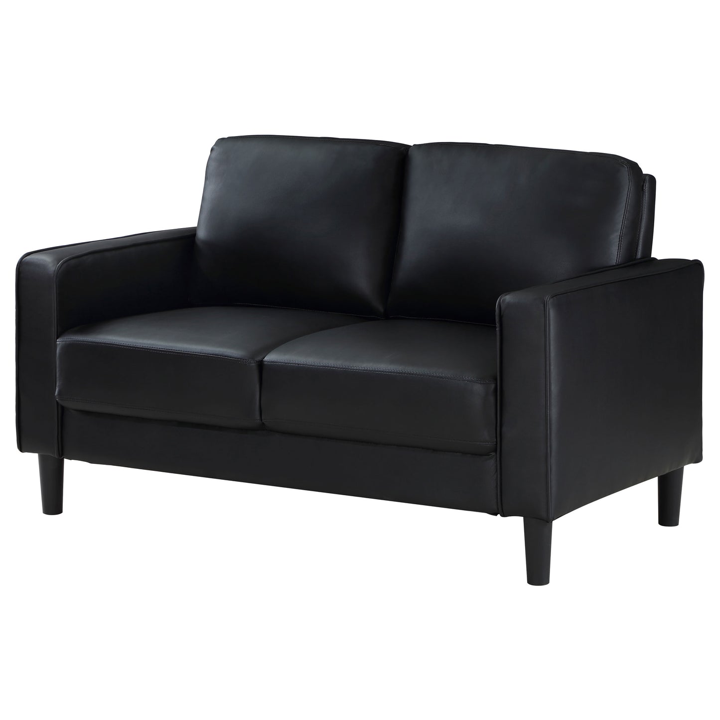 Ruth Upholstered Track Arm Loveseat Black